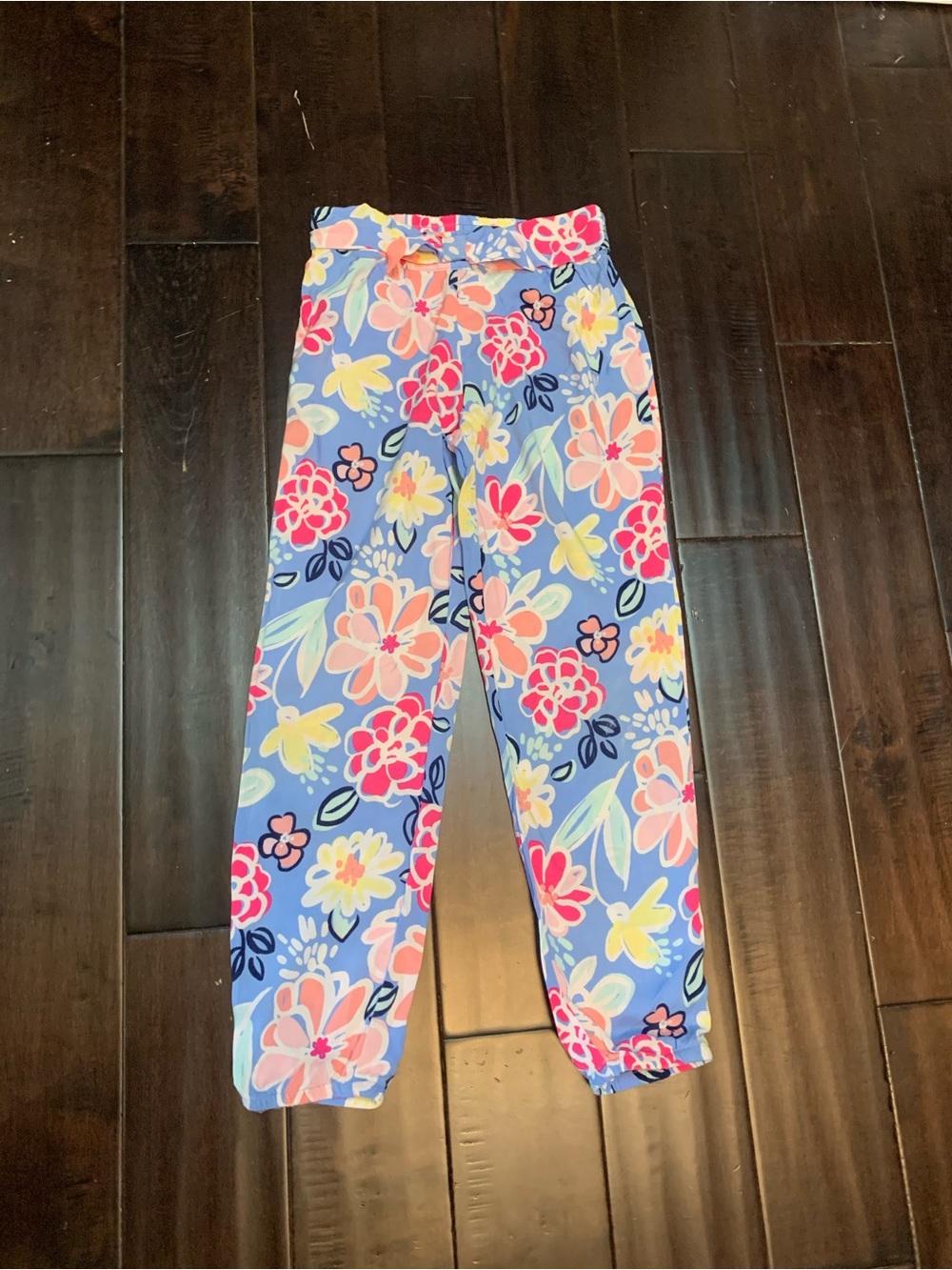 Gymboree Floral Print Casual Summer Pants - Blue Base with Pink & Yellow Flowers